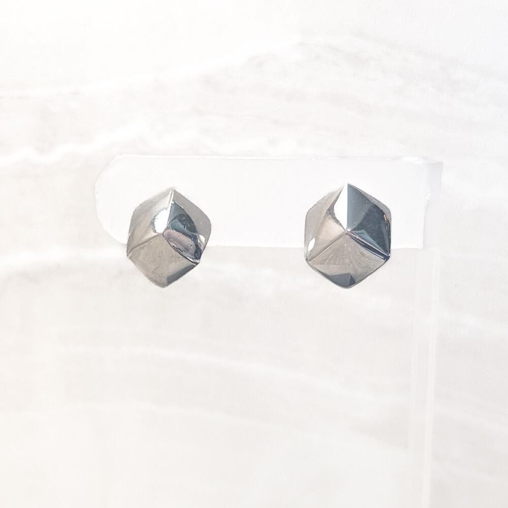 Vintage Vendome Clip On Earrings Silver Tone Unusual Shape